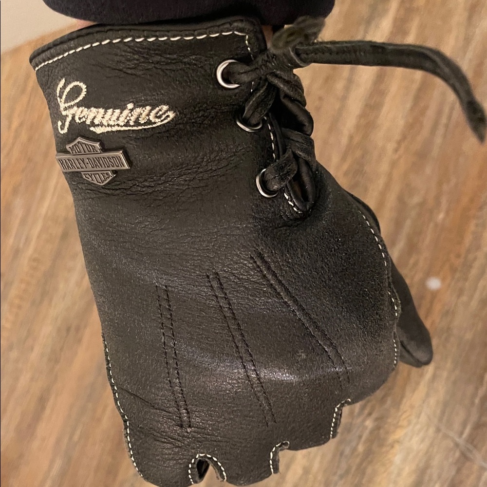 Harley-Davidson Black Leather Lace-Up Motorcycle Glove